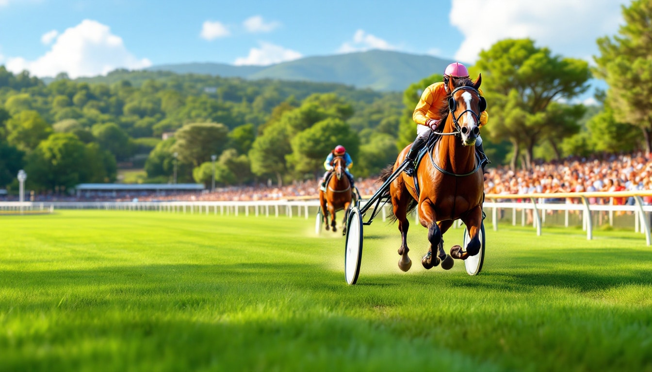 découvrez l'excitation du trot soutenu sur la magnifique piste verdoyante de cagnes. vivez des courses palpitantes dans un cadre enchanteur où l'adrénaline et la nature se rencontrent.