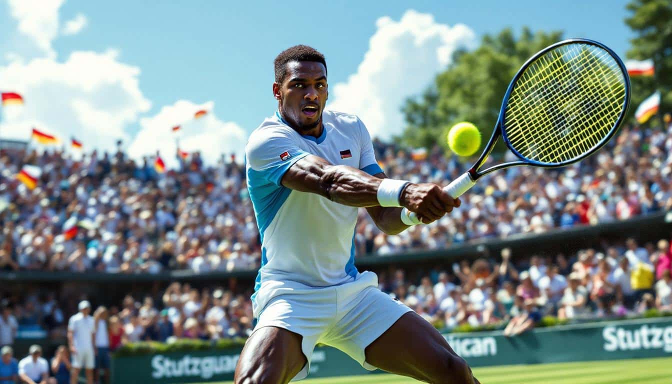 giovanni mpetshi perricard réalise une performance exceptionnelle à stuttgart en maîtrisant roman safiullin, marquant ainsi son retour triomphal sur gazon. découvrez les moments forts de ce match mémorable et les implications de cette victoire pour sa carrière.
