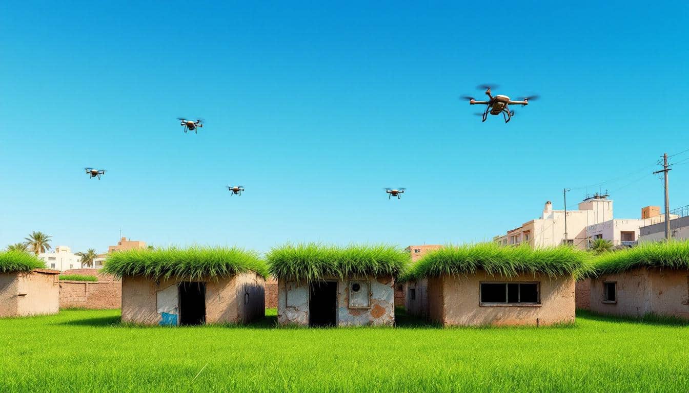 découvrez comment des constructions illégales à médiouna se camouflent sous un tapis de gazon synthétique pour échapper à la surveillance des drones. une enquête qui met en lumière l'ingéniosité des bâtisseurs face aux nouvelles technologies de contrôle.